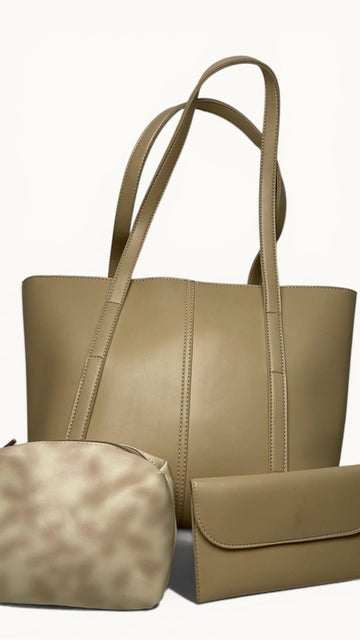 Charmé Signature 3-piece tote bag set in taupe