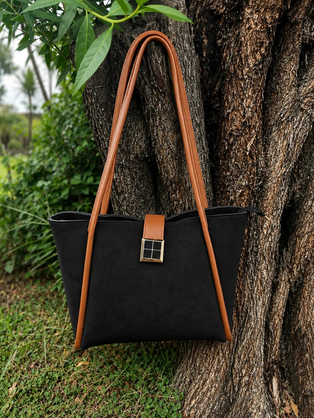 Charmé Hazel suede tote bag with contrast finish