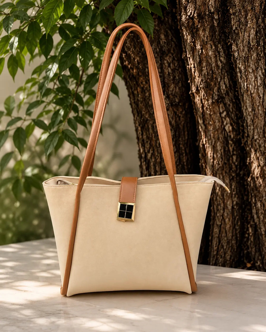 Charmé Hazel suede tote bag with contrast finish