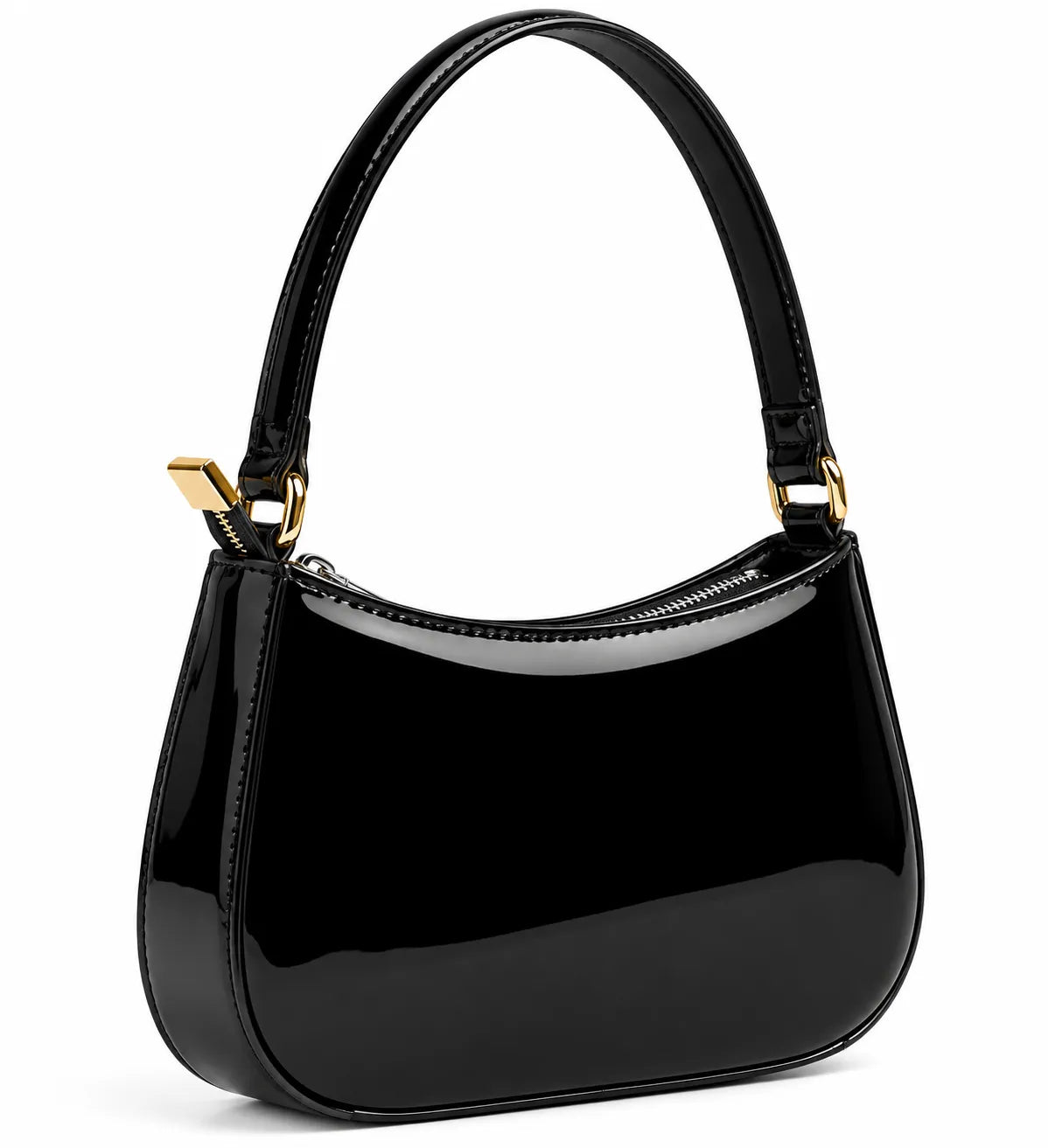 Bloom glossy shoulder bag in Black