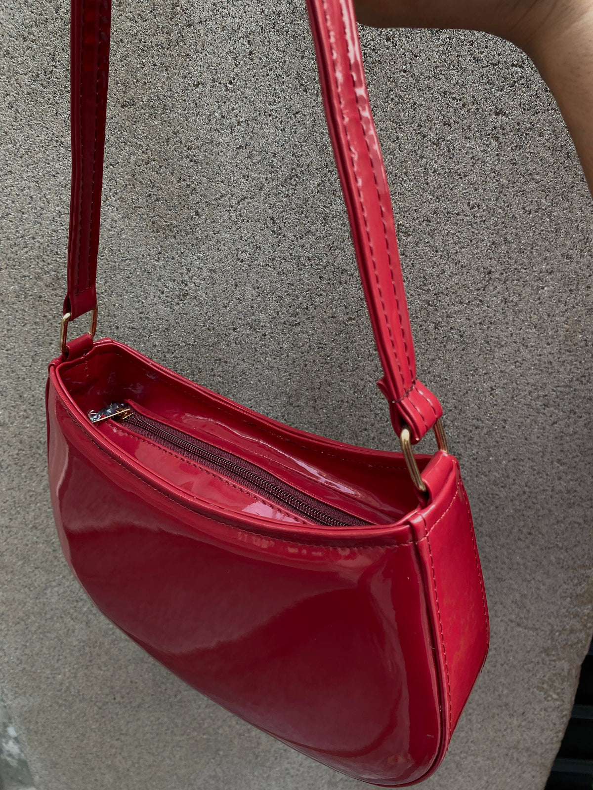 Charmé Bloom red glossy handbag