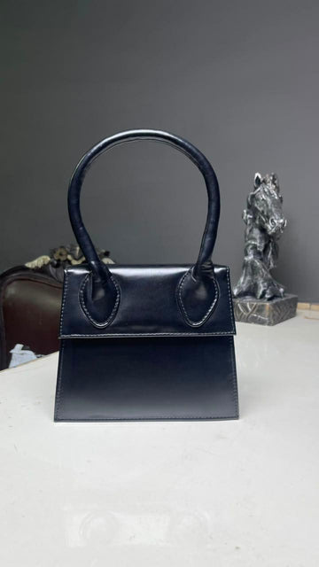 Charmé Élan Noir black structured top-handle handbag