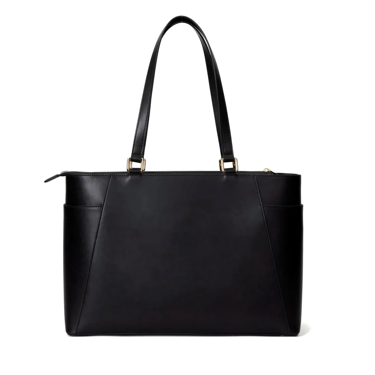Black office tote bag for women with gold hardware